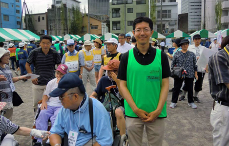 石坂わたるの活動:中野区総合防災訓練に参加をした時の写真です。
